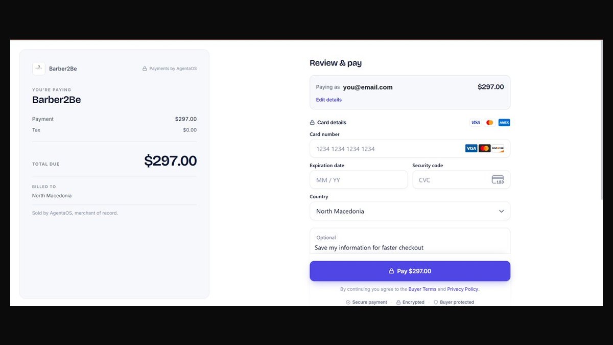 Card payment screen with Visa, Mastercard and Amex