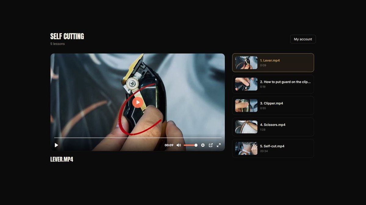 Lesson player with the video list on the right